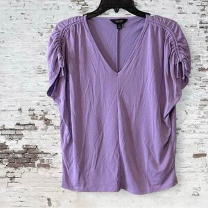 Simply Vera - Vera Wang Purple Ruched Sleeve Top